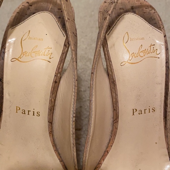 CHRISTIAN LOUBOUTIN Bianca Sling 140 Cork Pumps